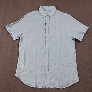 Porter And Ash Shirt Adult Large Blue Button Up Linen Luxury Casual Men's