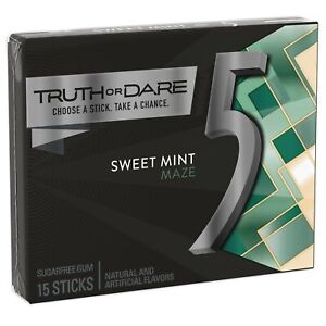 5 Gum Sweet Mint Sugarfree Gum, 15 Piece (10 Packs)