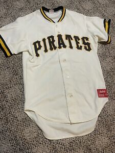 Vtg 1980s Rawlings MLB Pittsburgh Pirates #19 Baseball Jersey 42 M Blank Vintage