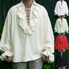 Retro Men Gothic Shirt Top Victorian Medieval Ruffle Pirate Puff Sleeve HOT