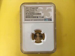 2021-W 1/10 oz Proof Gold Eagle (Type 2) PF-70 NGC Free Shipping!