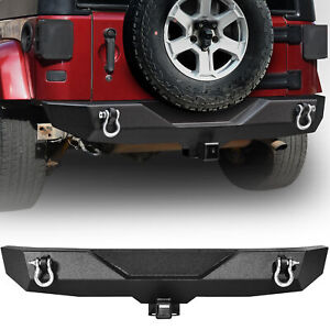 Textured Black Rear Bumper for 2007-2018 Jeep Wrangler JK & Unlimited w/ D-Rings (For: Jeep)