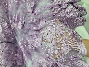 3d Lace Lavender Embroidery Pearls 3d Floral Flowers Fabric By The Yard Prom Lac