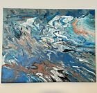 New ListingOriginal Abstract Painting, Acrylic on Canvas, Signed, Blues, Tans And Whites