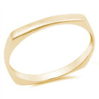 Yellow Gold Plated Squared Cigar Stackable Ring Sterling Silver Band Sizes 4-10