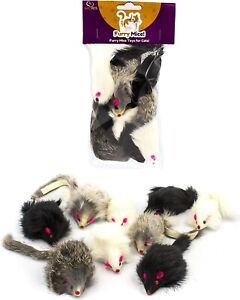 10 Giant Furry Mice with Catnip Rattle Sound of Real Rabbit Fur Cat Toy Mouse
