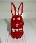 Vintage Hard Plastic Easter Bunny Rabbit Red and White