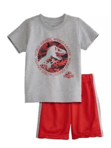 Jurassic World ☆Toddler Boys' Dinosaur Logo T-Shirt and Matching Mesh Shorts Set