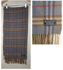 Burberrys 100% Cashmere Fringe Plaid Scarf Tan Red Brown Blue
