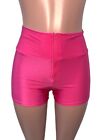 Shiny Pink High Rise Zipper Disco Hot Pants Booty Short Shorts New costume party