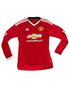 Authentic Manchester United Long Sleeve Adidas 2015 Home Soccer Jersey Kit