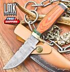 Custom Forged Hunting Skinner Knife Twist Damascus Hard Wood Brass Guard Camping