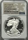 2021 S $1 T-2 NGC PF70 ER ULTRA CAMEO PROOF SILVER EAGLE LANDING 35TH LABEL