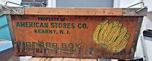 Antique Wooden Banana Box Crate American Stores Kearny NJ