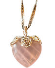 Rose Quartz Heart Necklace Sterling Silver Rock Crystal