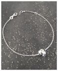 Rhodium 925/1000 Solid Silver Faceted Ball Slave Chain Bracelet + Faceted Ball