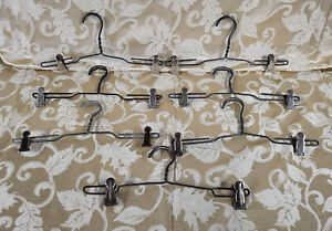 Vintage Lot Of 7 Metal Chrome Skirt / Pants Hangers with Spring Clips