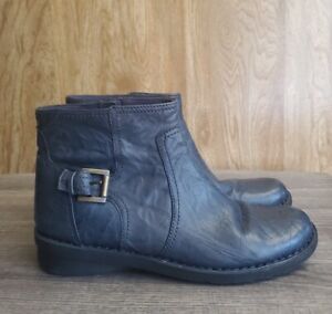 Clarks Nikki Star Boots Blue Leather Zip Up Booties Womens Size 9