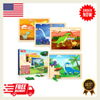 New ListingTQU Wooden Puzzles for Kids Ages 4-6 3-5, Set of 4 Packs with 24-Piece Wood Dino