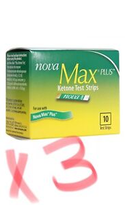 Nova Max Plus Blood Ketone Test Strips - 3 Box of 10 Each - Freaky Fast Shipping