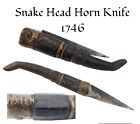 ANTIQUE 18th CENTURY NAVAJA CARVED HORN KNIFE SNAKE FIGHTING KNIFE DATED 1747