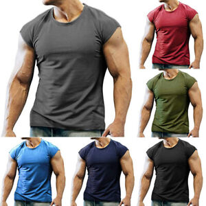 Men Gym Vest Shirt Bodybuilding Workout Clothes Sleeveless Training Fit Tops