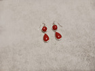 Earrings - IC Brand Pre-Owned 925 Silver Dangle-Drop with Italian Red Coral