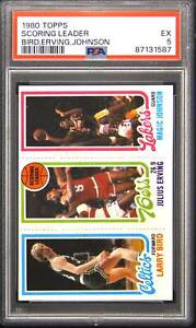 1980 Topps Larry Bird / Julius Erving / Magic Johnson Rookie PSA 5