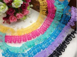 5.5 Yards Ruffle Unilateral Lace Trim Ribbon 23mm Sewing Wedding Color Various