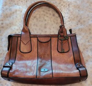 FOSSIL Long Live Vintage 1954 BrownGenuine Leather Satchel PURSE 15