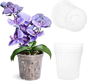 New Listing4 Pack Orchid Pots with Holes, 6 Inch Clear Plastic Pots for Plants, Flowers