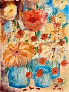 New ListingBright Flower Bouquet Still Life Impressionist Style Oil Painting Wall Art Decor