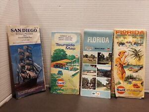 New Listing4 Vintage State Road Maps Florida, Ga ++