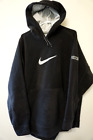 Vintage Nike Fleece Pullover Hoodie Black Gray Tag 90s Y2K Centre Swoosh XXL