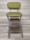 Vintage Cosco METAL Farm House  Folding Step Stool Youth Chair Green