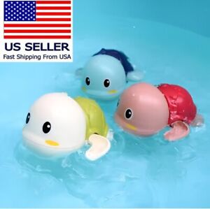 Clockwork Turtle Bath Toys for Kids Toddlers 3 Pcs Classic Floating Windup Toy