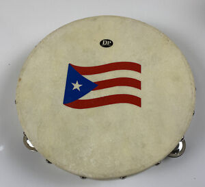 Tambourine/Pandereta-10” With Puerto Rico Flag Design, Single Row Of Jingles,