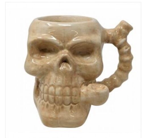 Premium Wake and Bake Skull Ceramic Mug Dry Pipe Mug Coffee Cup Smoking Pipe Box