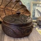wooden box with lid carved  design large mid century modern Console Bowl