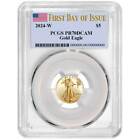 Presale - 2024-W Proof $5 American Gold Eagle 1/10 oz PCGS PR70DCAM FDOI Flag...