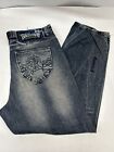 Vintage 90's Akademiks Embroidered Jeans Size 40x34 Blue Denim Hip Hop Rap Y2K