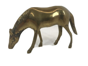 New ListingVintage 5-1/4” Brass Metal Horse Grazing Figure Figurine