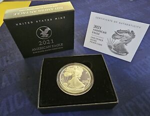 2021 S Proof Silver Eagle coin in OGP with COA - TYPE 2