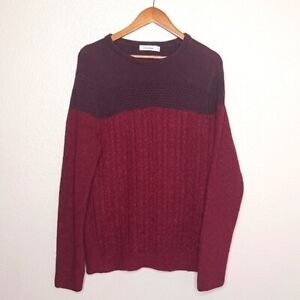 Calvin Klein Men's Knit Brown Red Crewneck Pullover Sweater Size Large