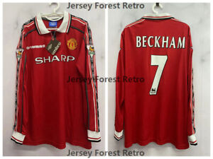 David Beckham Manchester United 98/99 Home Premium Jersey Long Sleeve