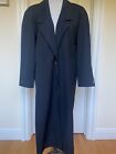 Vintage 1990s Jones New York Black 100% Wool Long Trench Coat 0P Petite