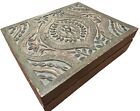 ASHANTI Hand carved wood TEA BOX, Indian artisans, hinged, 6 compartments