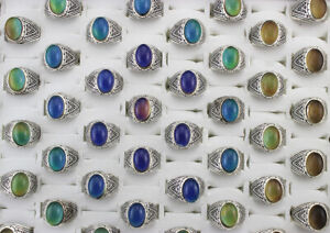Wholesale Bulk Lots 40pcs Oval Change Color Mood Ring Women Classic Rings