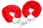 Red Furry Fuzzy Costume Handcuffs, Costume Prop Accessories