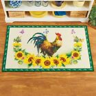 Colorful Sunflower Rooster Green Border Accent Rug